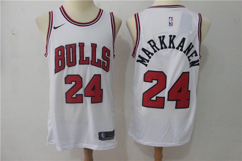 Men Chicago Bulls 24 Markkanen White Game Nike NBA Jerseys